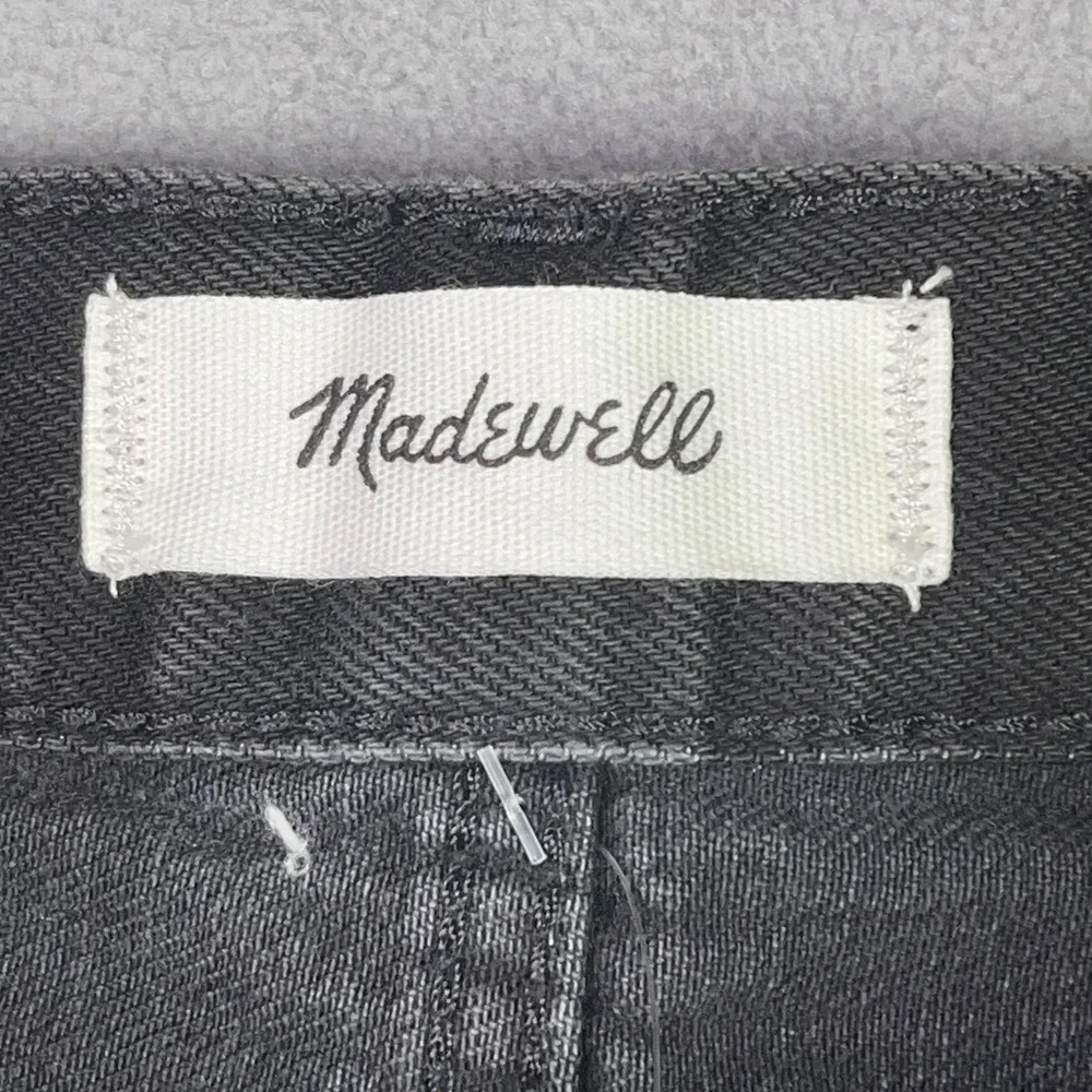 Madewell Essex Long Baggy Short Womens 30 Black Raw Hem Button Fly Denim NWT